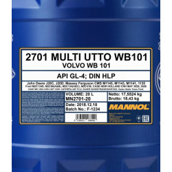 MANNOL Multi UTTO WB 101 API GL-4   20 liter