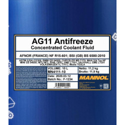 Mannol 4111-10 - AG11 Antifreeze fagyálló koncentrátum, kék, 10it.