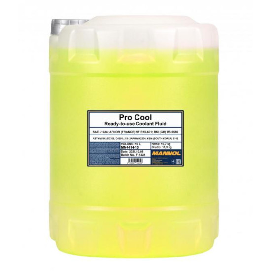 Mannol 4414-10 - Pro Cool Antifreeze fagyálló, sárga, -40 / +135°C, 10lit.
