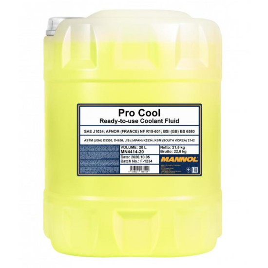 Mannol 4414-5 - Pro Cool Antifreeze fagyálló, sárga, -40 / +135°C, 20lit.