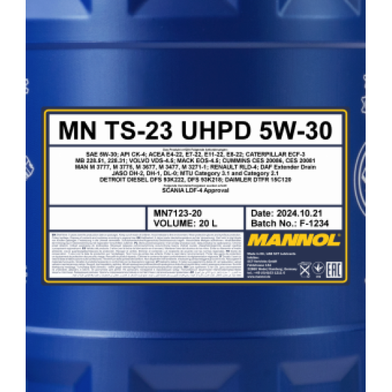 Mannol 7123-20 TS-23 UHPD 5W-30 motorolaj, 20 liter