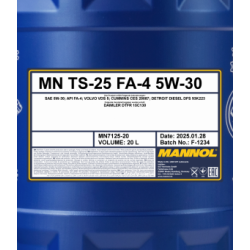 Mannol 7125-20 TS-25 UHPD 5W-30 motorolaj, 20 liter