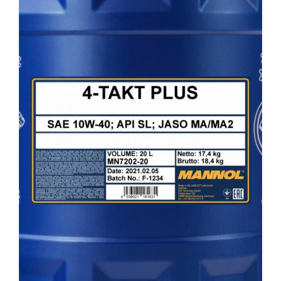 Mannol 7202 4-Takt Plus 10W-40  1 liter
