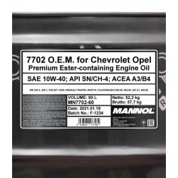 MANNOL OEM for CHEVROLET OPEL 10W-40 60 liter