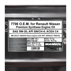 MANNOL OEM for RENAULT NISSAN 5W-30 60 liter