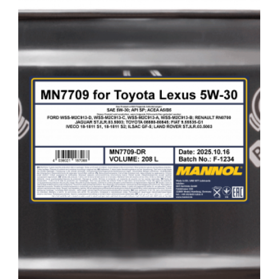 MANNOL 7709 OEM for TOYOTA LEXUS 5W-30 208liter