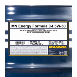 MANNOL 7917 Energy Formula C4  5W-30 motorolaj 60lit,