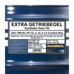MANNOL EXTRA GETR. OEL 75W-90 API GL 5 60 liter