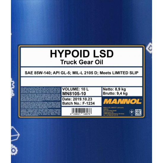 MANNOL 8105 HYPOID LSD 85W-140 API GL-5 LS 10 liter