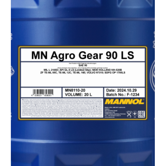 MANNOL 8110 AGRO GEAR 90 LS 20L MANNOL 8110 AGRO GEAR 90 LS 20L