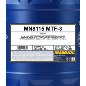 MANNOL 8115 MTF-3 75W API GL-4 20 liter MANNOL 8115 MTF-3 75W API GL-4 20 liter