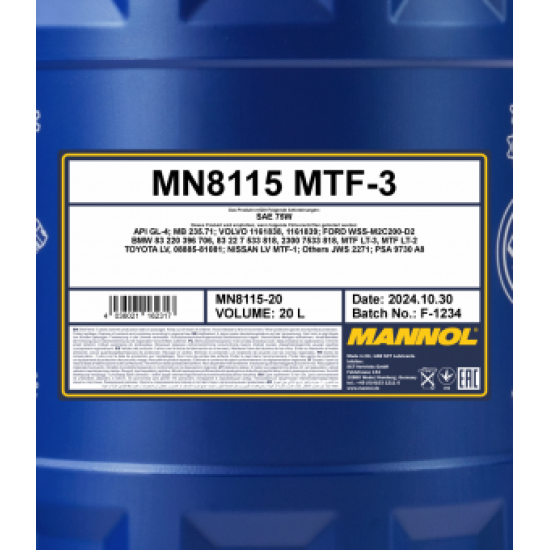 MANNOL 8115 MTF-3  75W API GL-4 20 liter